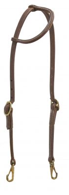 Oiled harness leather one ear headstall with snaps