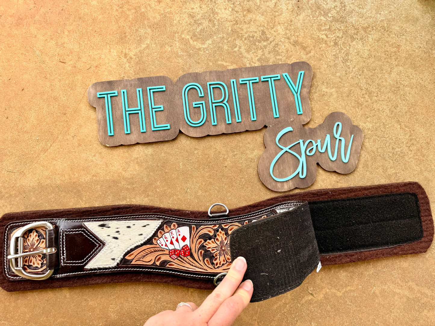 READY TO SHIP- Poker Cowhide Leather Girth