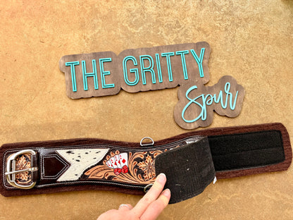 READY TO SHIP- Poker Cowhide Leather Girth
