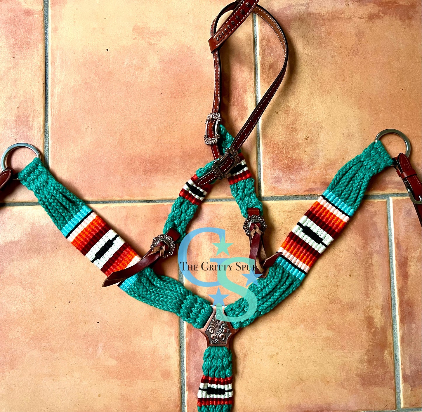 Corded sunset teal tack set