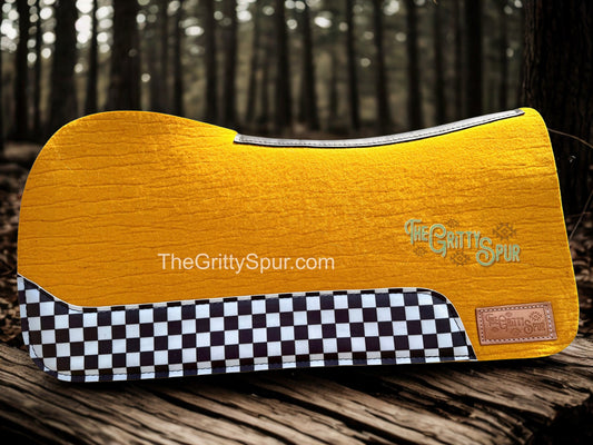 READY TO SHIP- Yellow 100% Wool Saddle Pad (choose details inside)