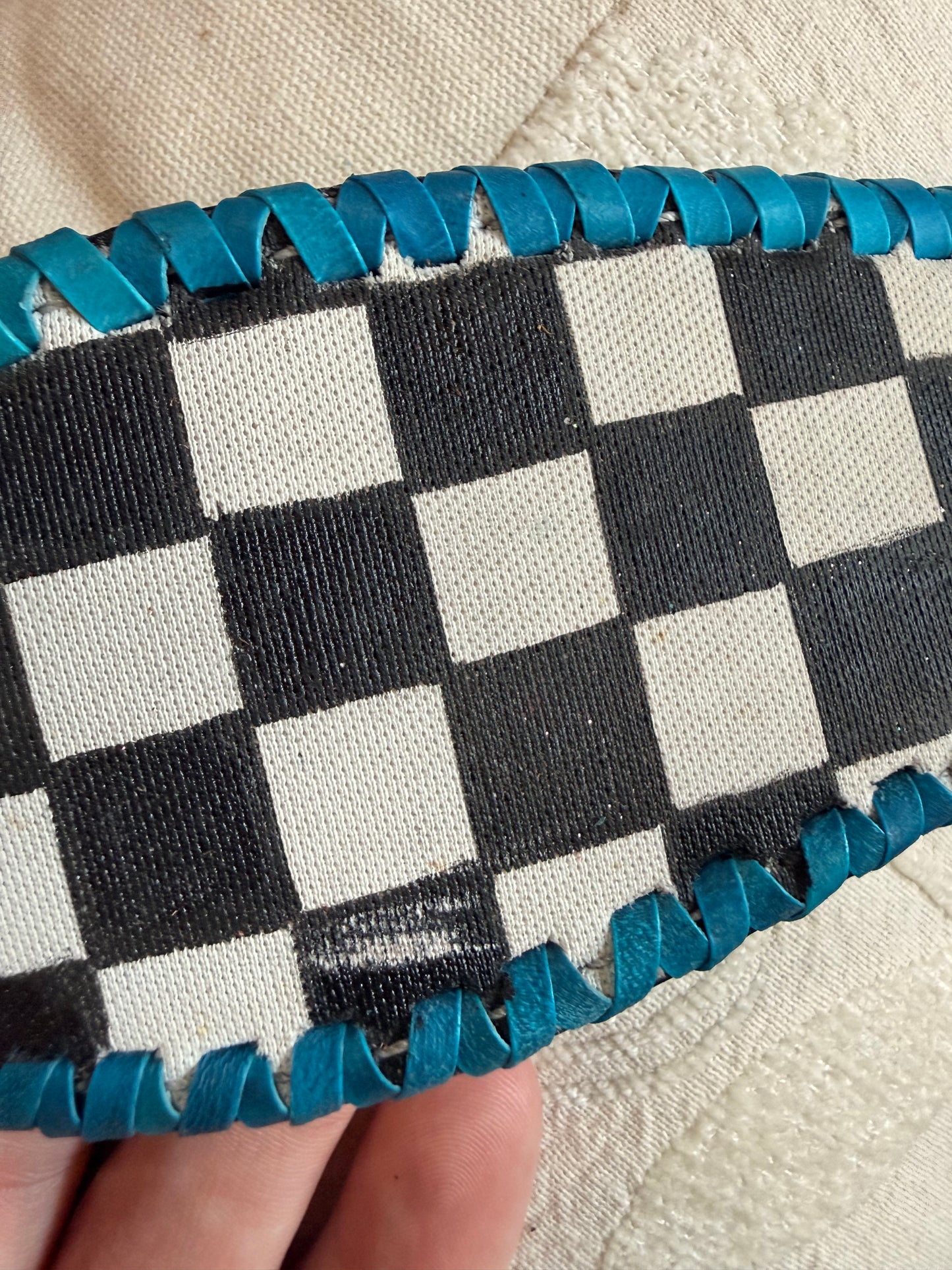 READY TO SHIP- turquoise checker with glitter tack set (minor imperfections!)