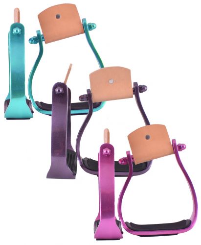 Angled stirrups, teal, pink or purple