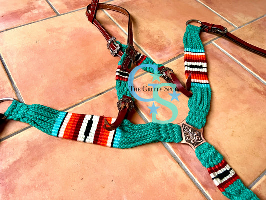 Corded sunset teal tack set