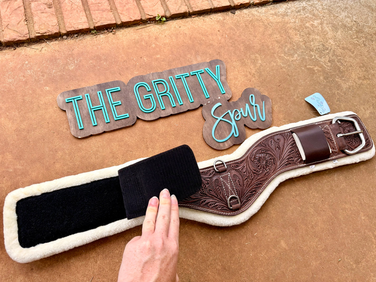 READY TO SHIP- Harness Leather Tooled Dark Oil Girth
