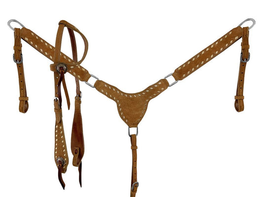 Roughout Buckstitch One Ear Headstall and Breast Collar Set