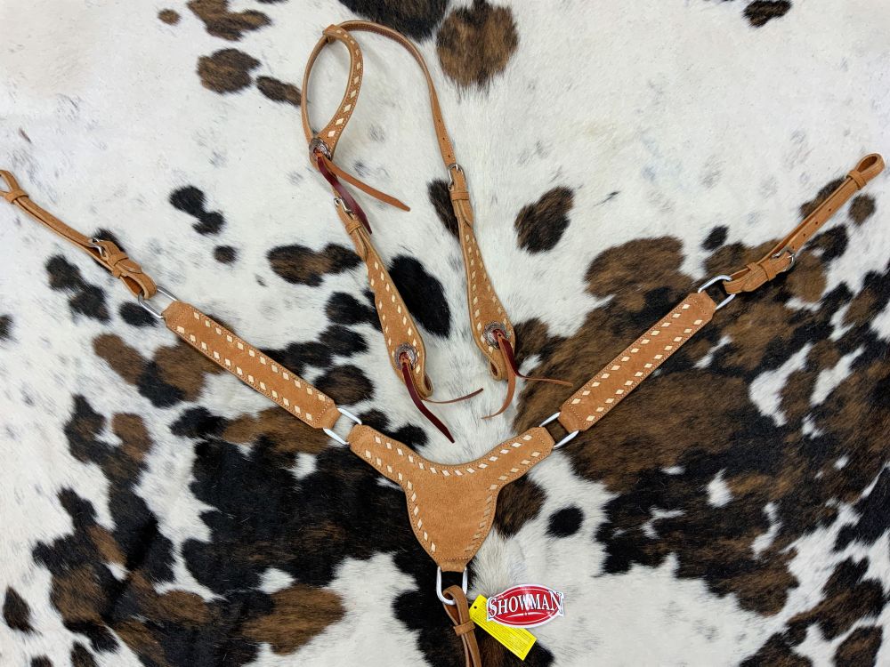 Roughout Buckstitch One Ear Headstall and Breast Collar Set