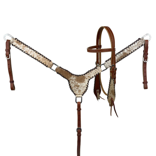 Cattle Country Browband Cowhide Headstall and Breastcollar Set