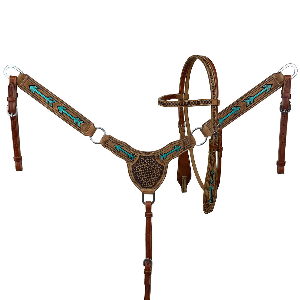 Teal Arrows Browband Headstall and Breastcollar Set