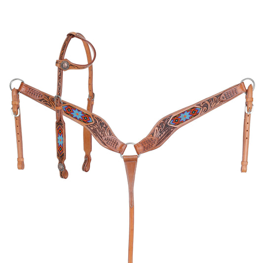 Spirit Star Beaded One Ear Headstall and Breastcollar Set