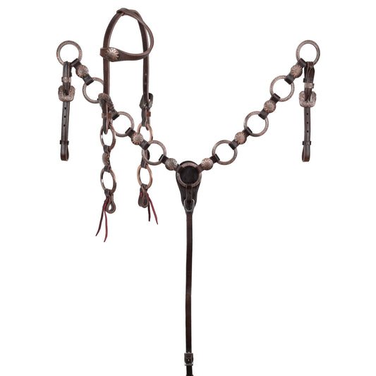 READY TO SHIP- Sunflower Ring One Ear Headstall and Breastcollar Set