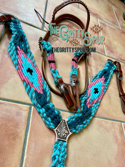 Tropical Corded Mohair Browband Headstall and Breastcollar Set