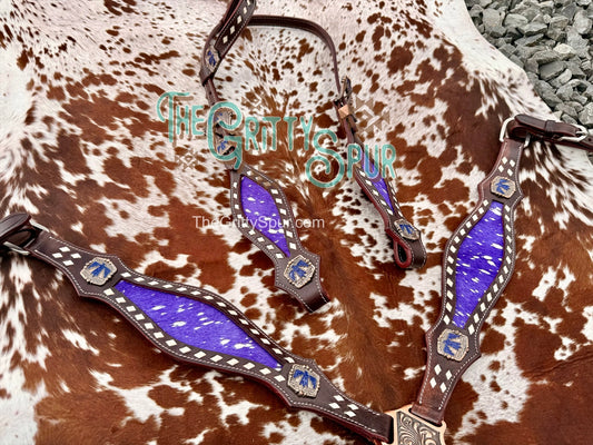 READY TO SHIP- Purple Acid Wash Tack set
