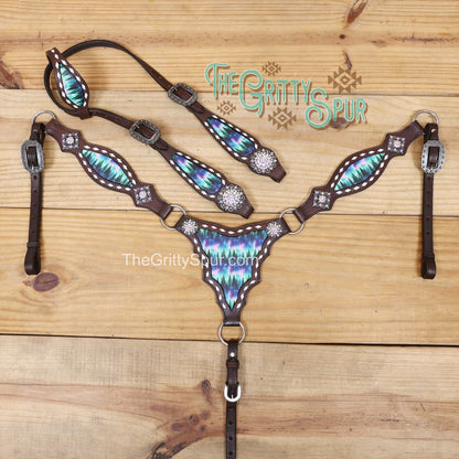 READY TO SHIP- Northern Lights printed tack set