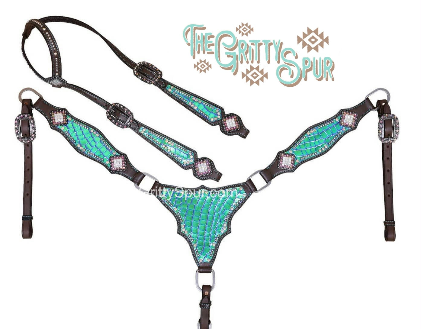 READY TO SHIP- Aqua Gladiator Tack Set