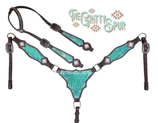 READY TO SHIP- Aqua Gladiator Tack Set
