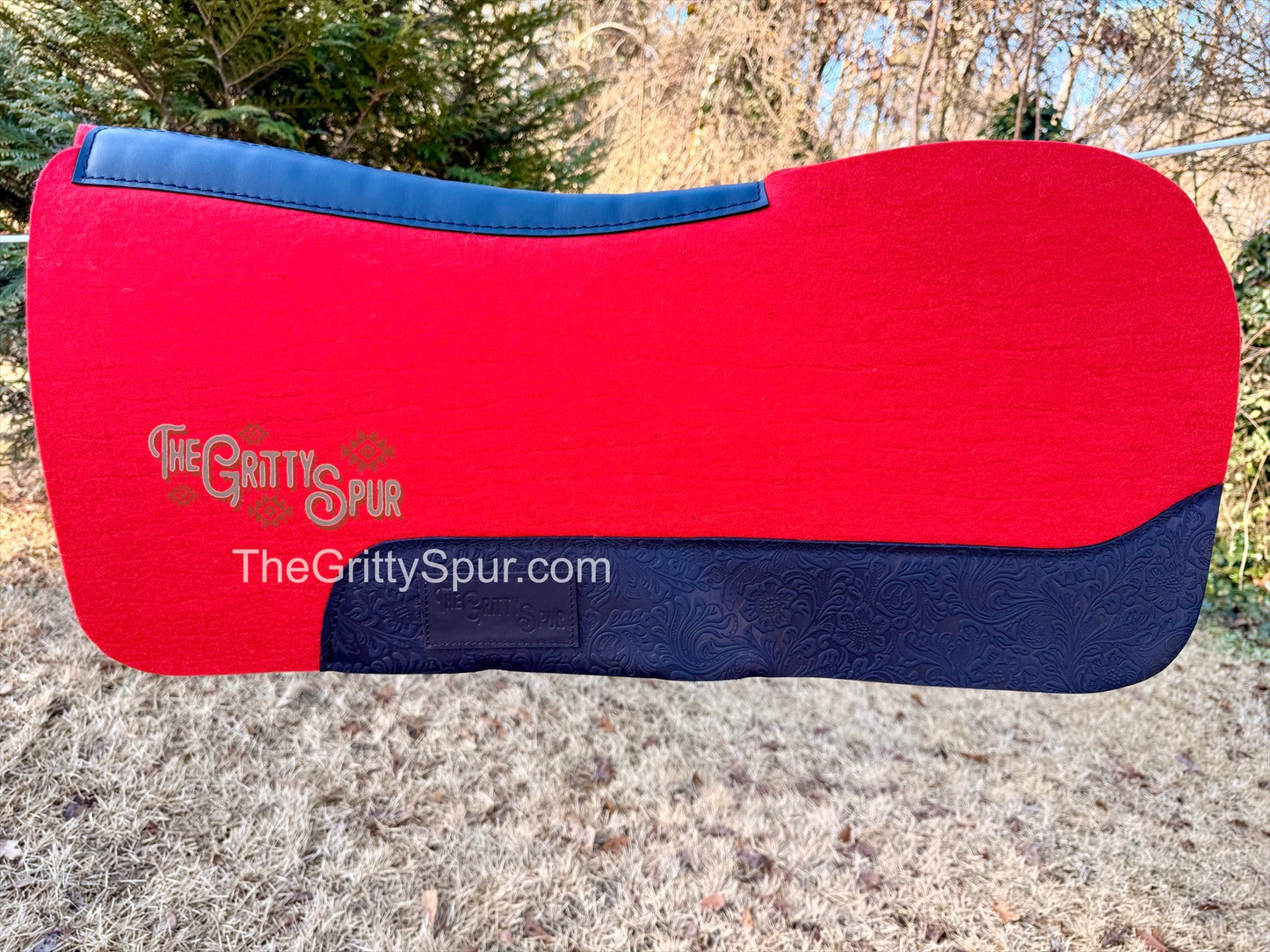 READY TO SHIP- Red 100% Wool Saddle Pad (choose details inside)