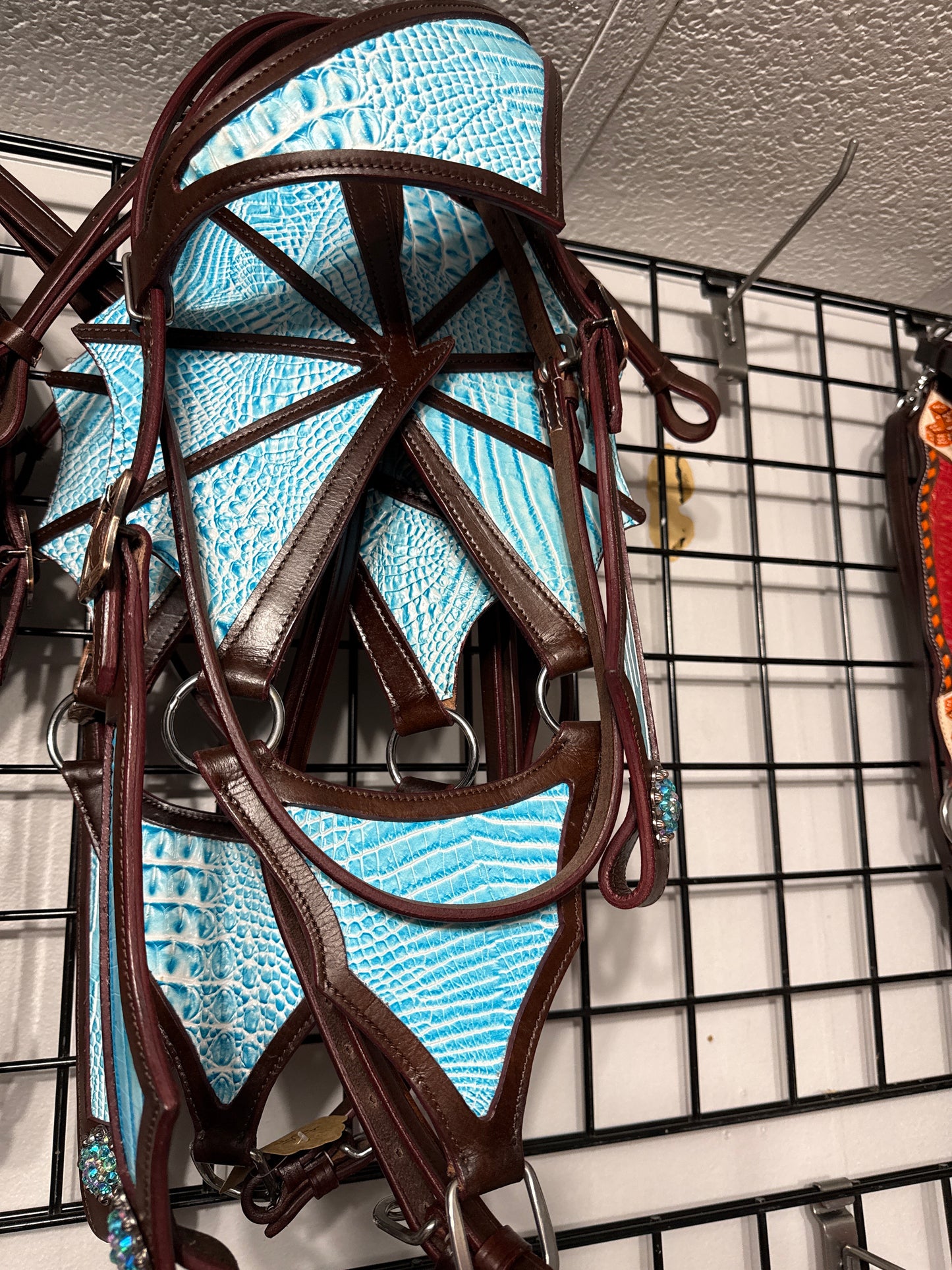 READY TO SHIP- Light Blue Gator Dragon Tack Set