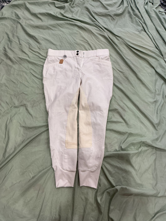 READY TO SHIP- Ovation white full seat slim secret breeches size 30R