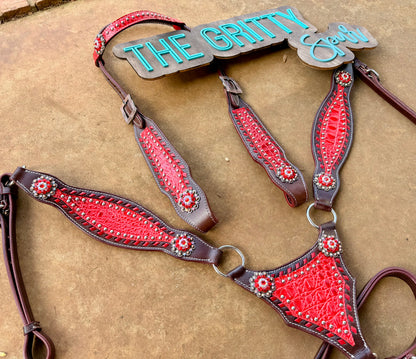 READY TO SHIP- Red Gator Tack Set