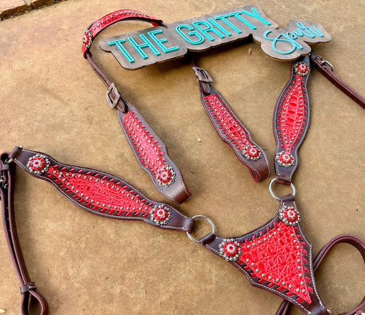 READY TO SHIP- Red Gator Tack Set