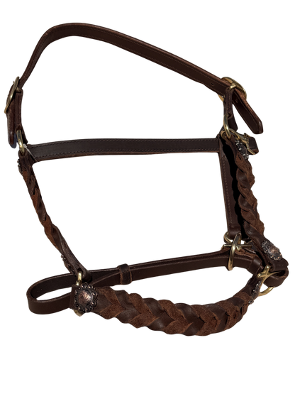 Braided oiled harness leather halters
