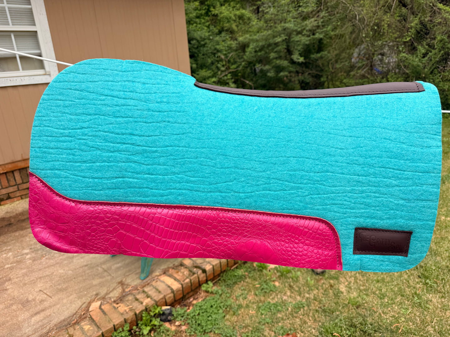 READY TO SHIP- Aqua 100% Wool Saddle Pad (choose details inside)