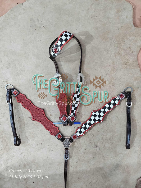 Pre order- Checker with red glitter tack set