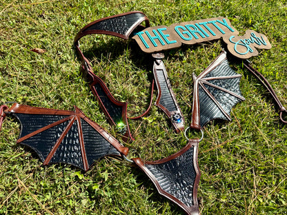 READY TO SHIP- Black Dragon Gator Tack Set