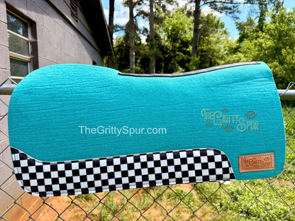 READY TO SHIP- Aqua 100% Wool Saddle Pad (choose details inside)
