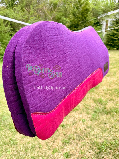 READY TO SHIP- Purple 100% Wool Saddle Pad (choose details inside)