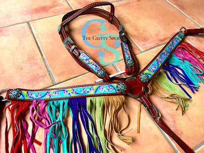 PONY Rainbow pony tack set with fringe