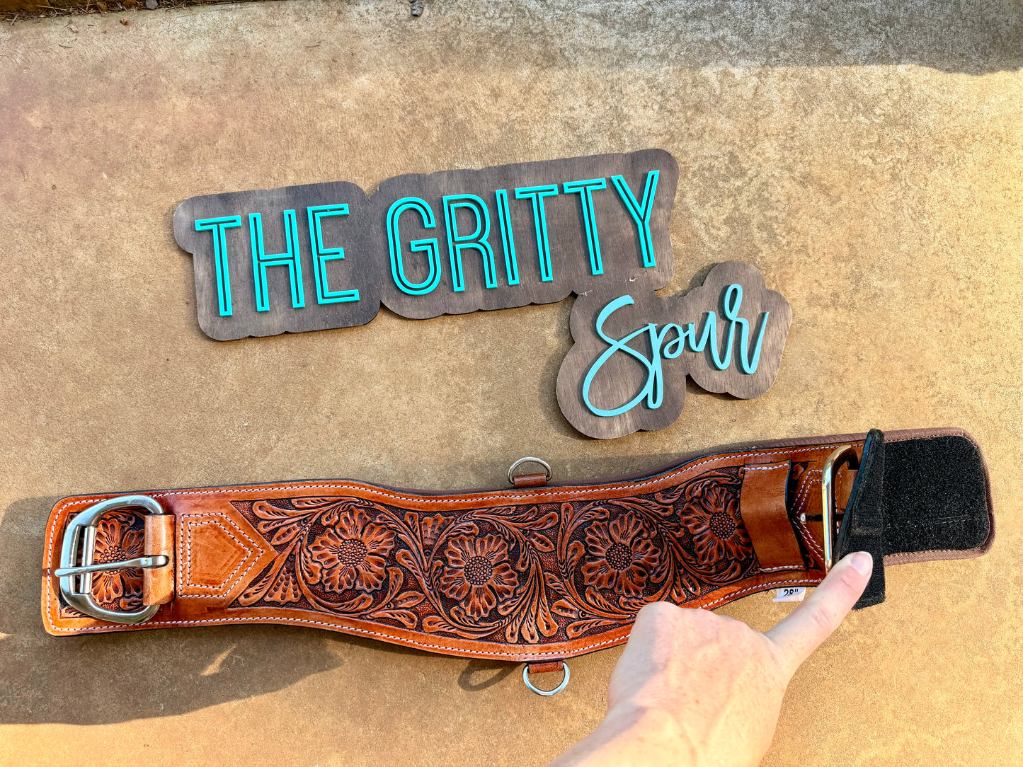 READY TO SHIP- Tooled Floral Leather Girth