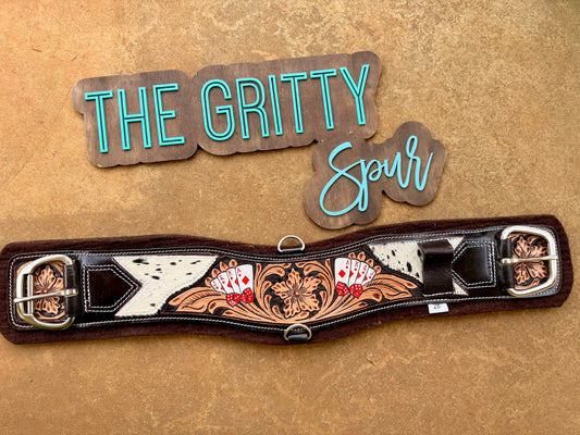 READY TO SHIP- Poker Cowhide Leather Girth