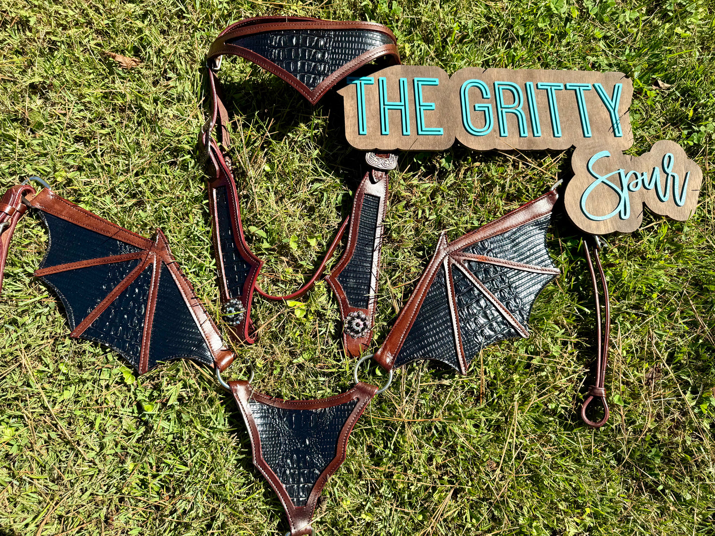 READY TO SHIP- Black Dragon Gator Tack Set