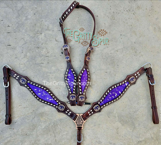 READY TO SHIP- Purple Acid Wash Tack set