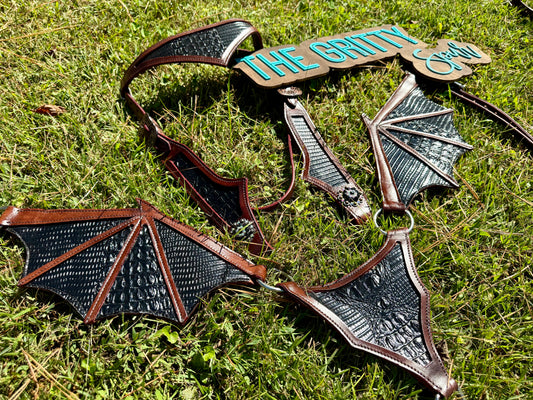 READY TO SHIP- Black Dragon Gator Tack Set