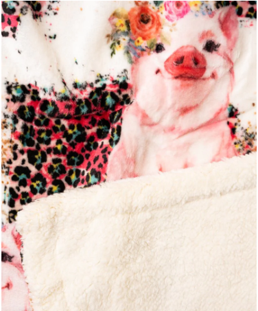 COZY DREAMS PIG-TURE PERFECT PLUSH SHERPA BLANKET