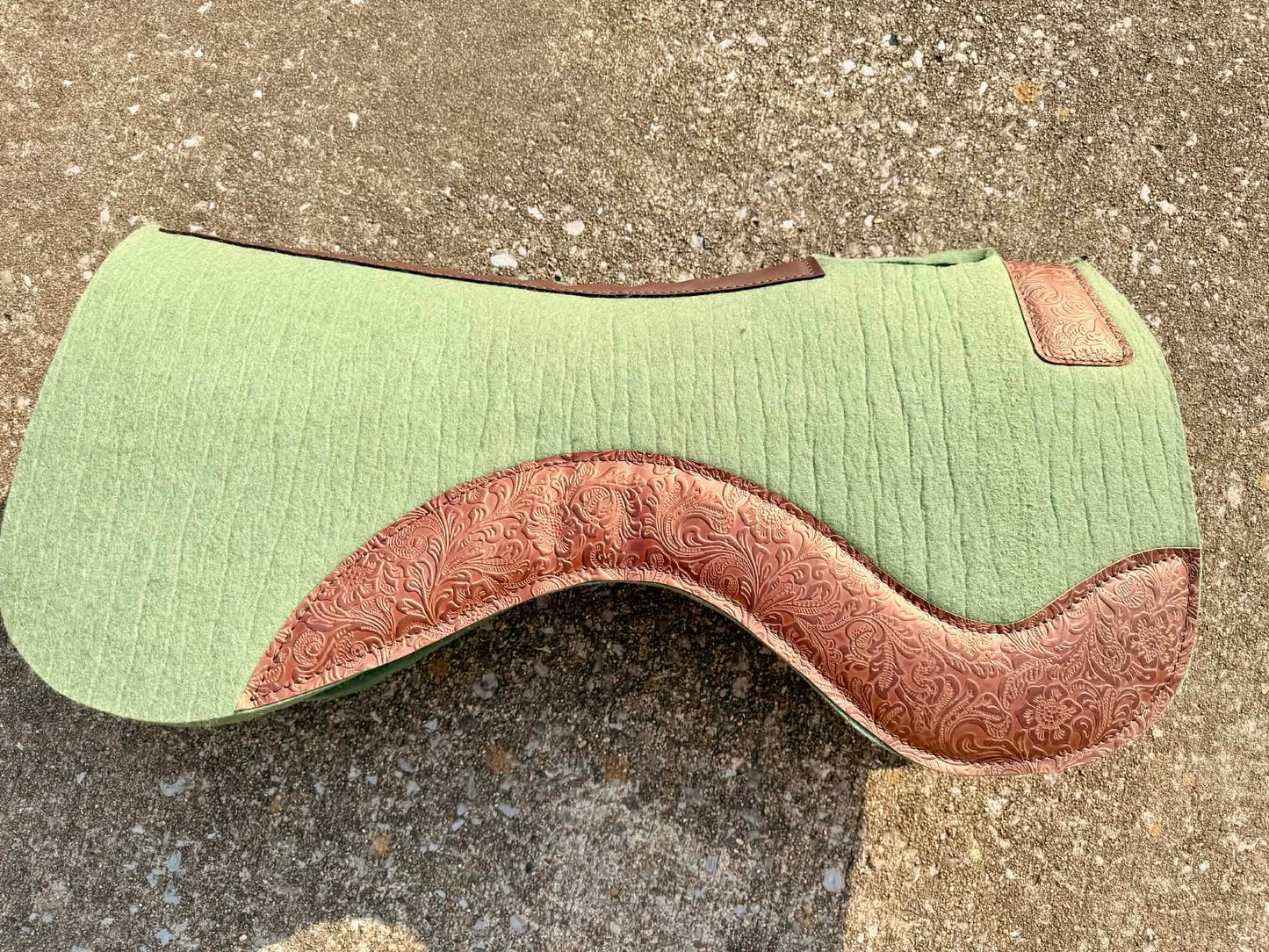 READY TO SHIP- Green Olive 100% Wool Saddle Pad