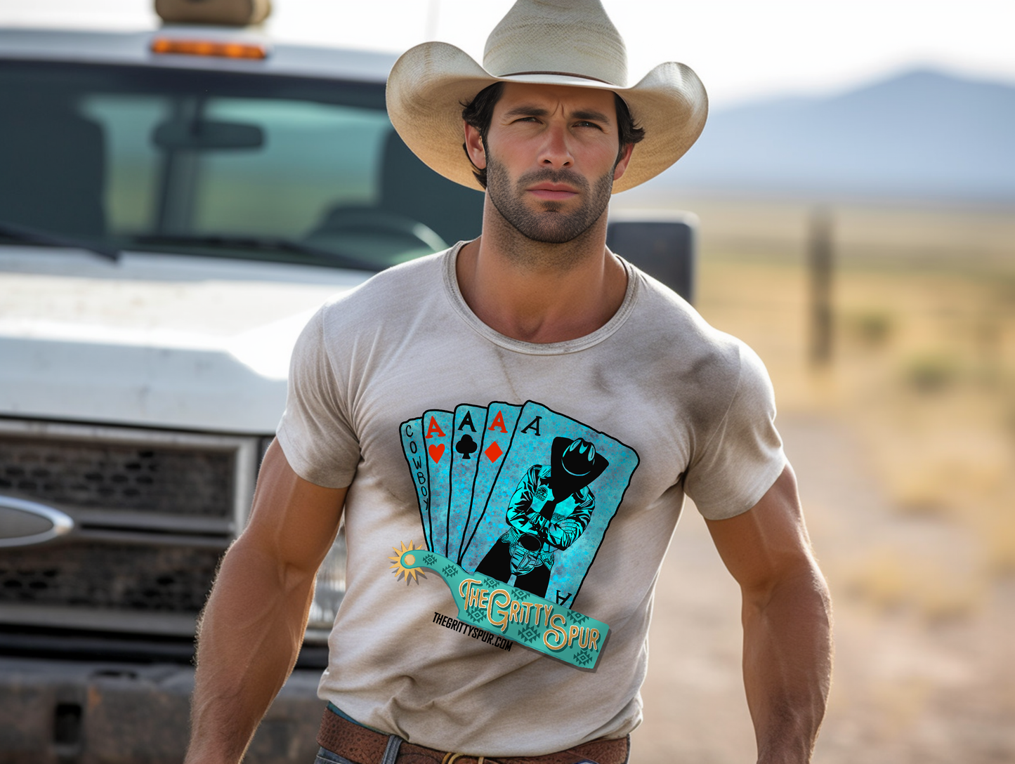 The Gritty Spur Apparel- Teal Poker