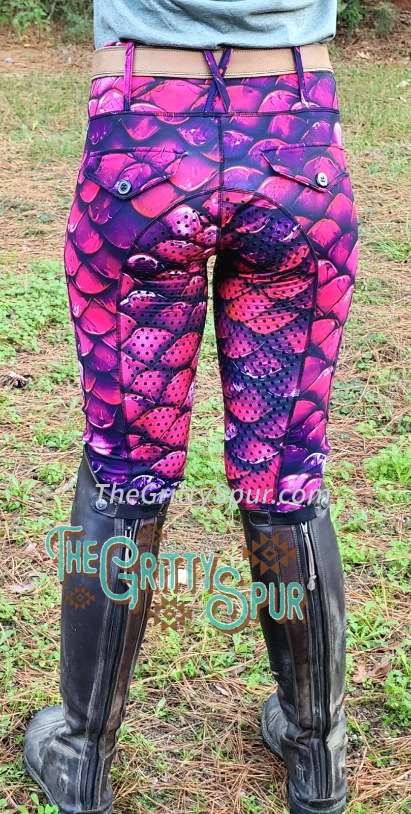 PRE ORDER- Gritty Spur brand leggings/breeches in pink dragon 🐉