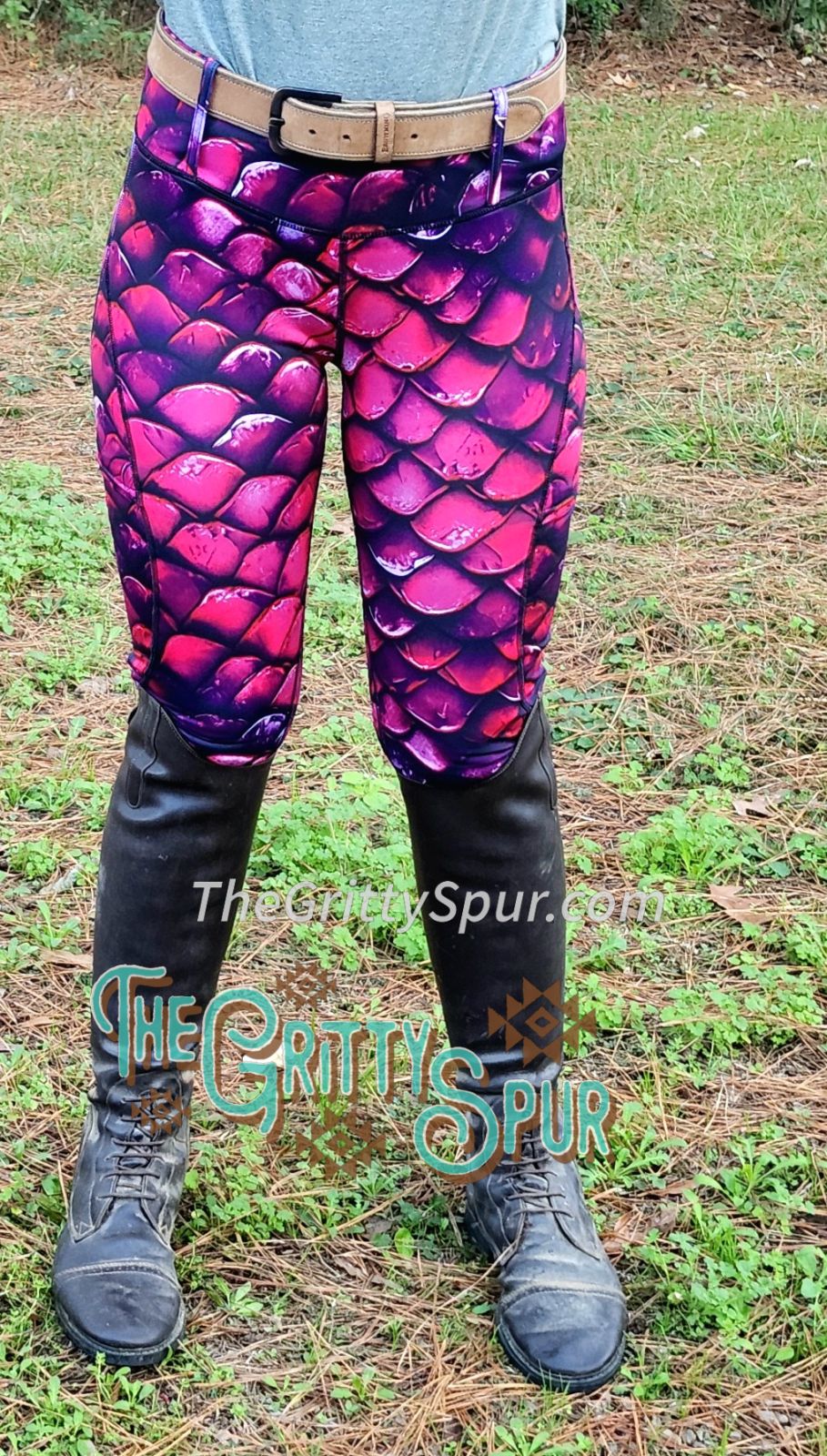 PRE ORDER- Gritty Spur brand leggings/breeches in pink dragon 🐉