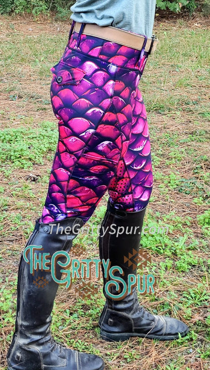 PRE ORDER- Gritty Spur brand leggings/breeches in pink dragon 🐉