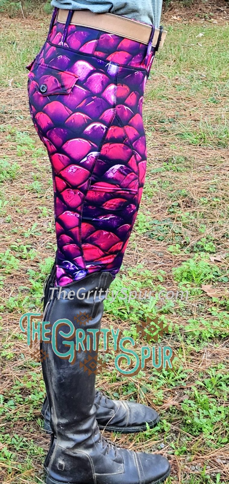 PRE ORDER- Gritty Spur brand leggings/breeches in pink dragon 🐉