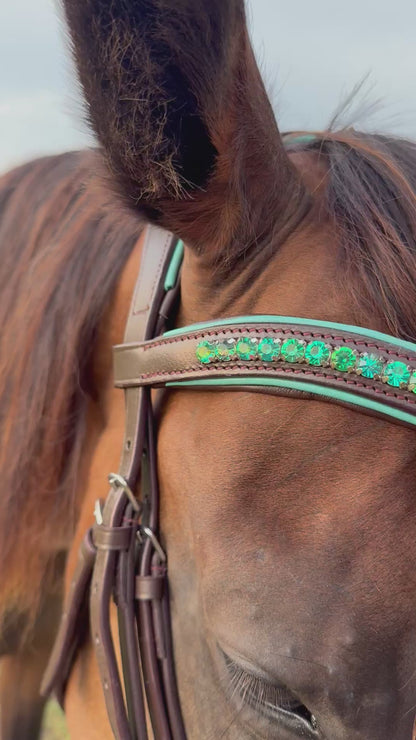 READY TO SHIP- Teal English bridle with reins black or brown