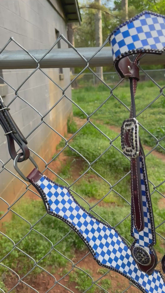 READY TO SHIP- "Imperfect" Blue Checker tack set