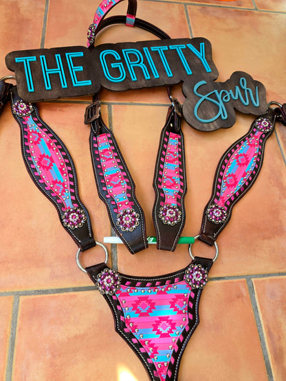 PRE ORDER- Pink Aztec tack set