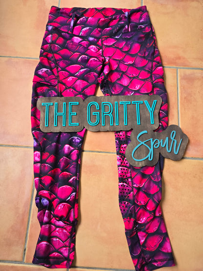 PRE ORDER- Gritty Spur brand leggings/breeches in pink dragon 🐉