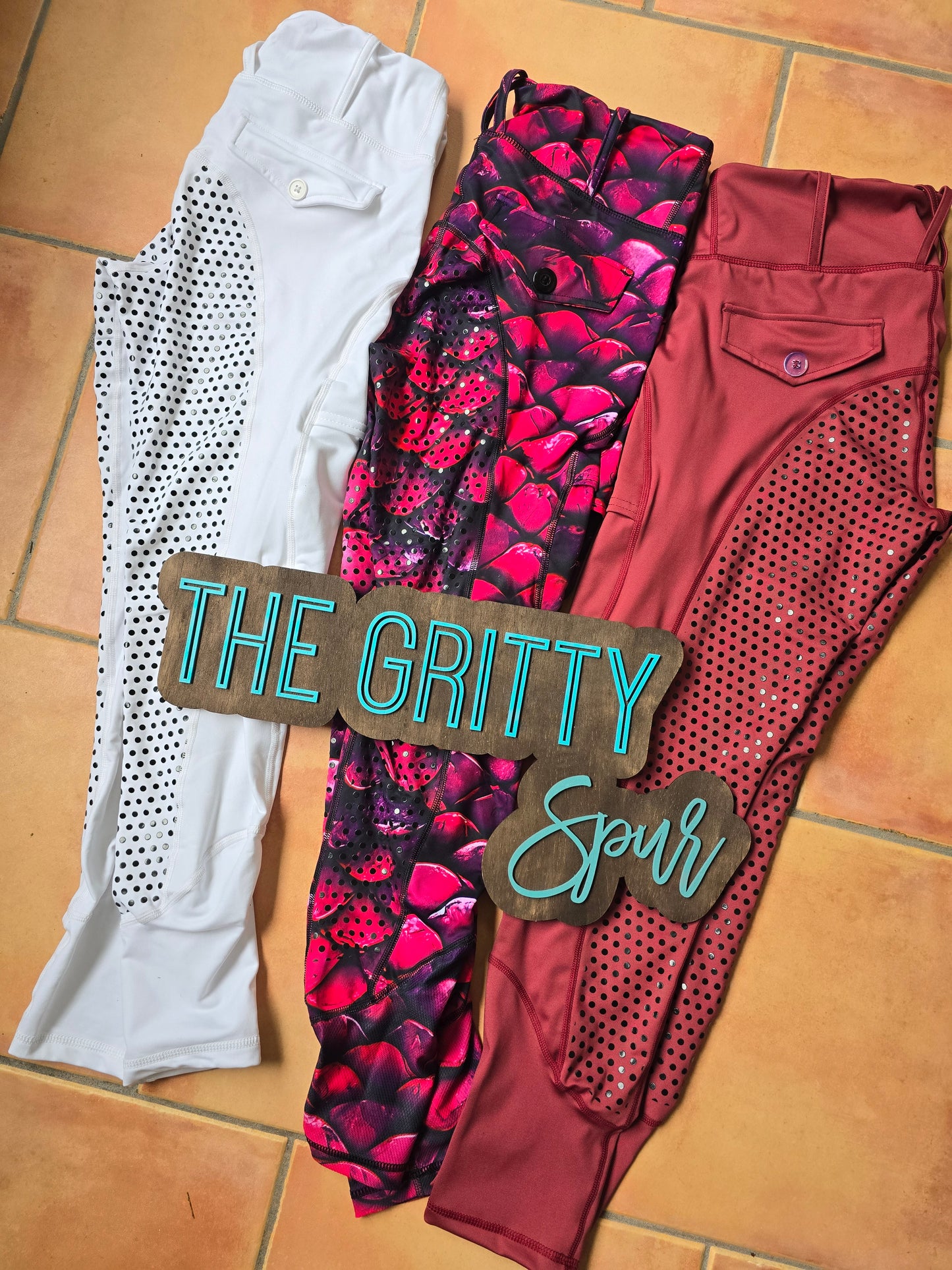 PRE ORDER- Gritty Spur brand leggings/breeches in pink dragon 🐉