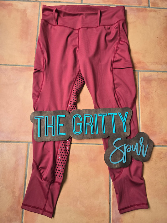 PRE ORDER- Gritty Spur brand leggings/breeches in red wine 🍷